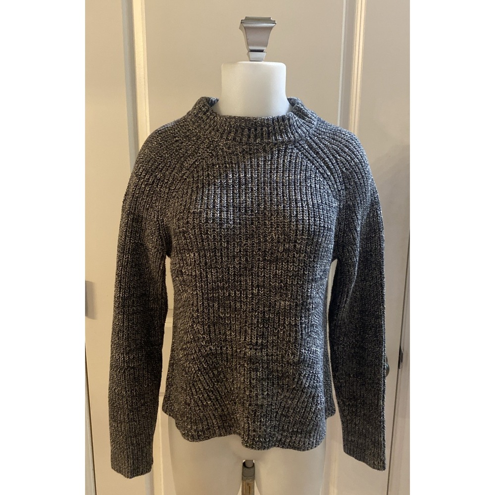 Marine Layer 100% Cotton Chunky Knit Sweater Mock Neck Blue Gray Women's -Sz S